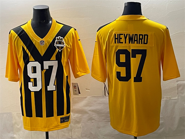 Personalized Men’s Pittsburgh Steelers #97 Cameron Heyward Gold 1933 Throwback Alternate Stitched Football Jersey