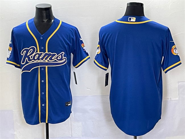 Personalized Men’s Los Angeles Rams Blank Royal Cool Base Stitched Baseball Jersey