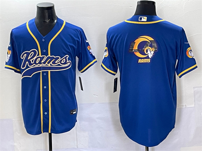 Personalized Men’s Los Angeles Rams Team Logo Royal Cool Base Stitched Baseball Jersey