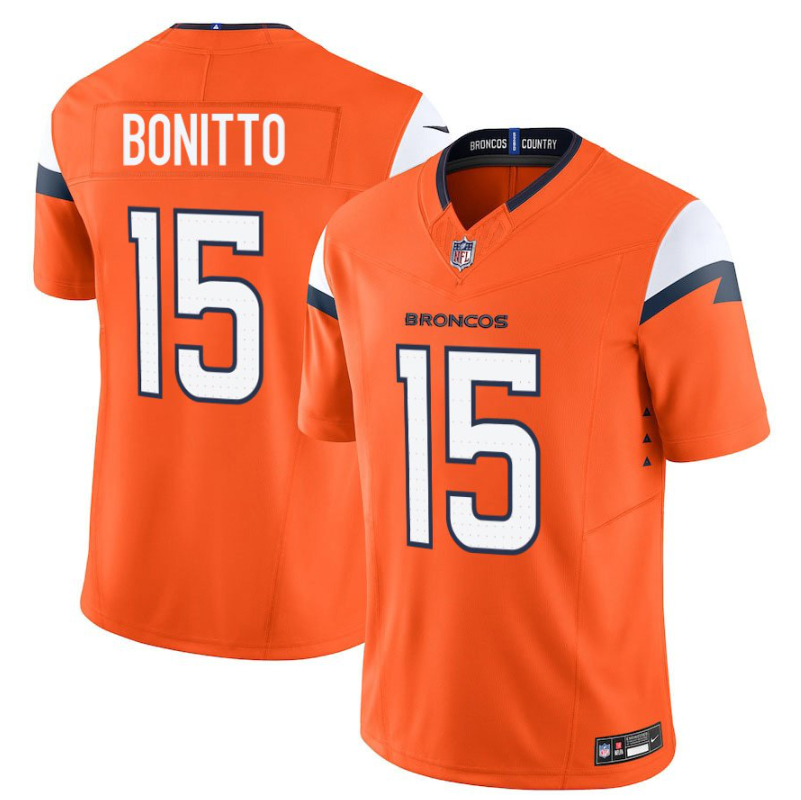 Personalized Men’s Denver Broncos #15 Nik Bonitto Orange 2025 Draft F.U.S.E. Limited Stitched Football Jersey