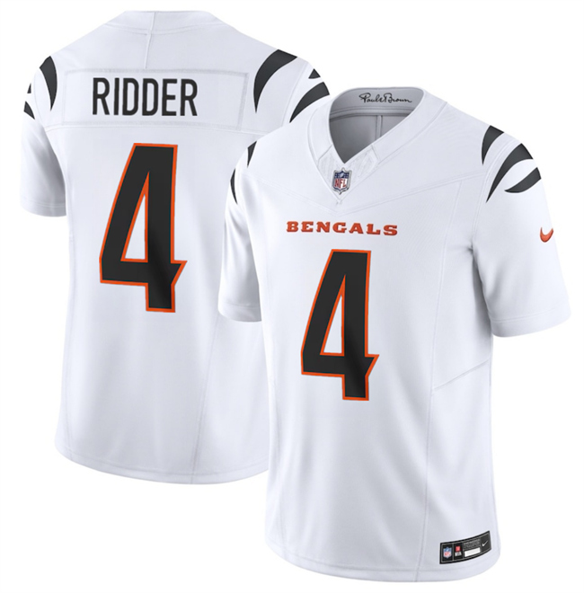 Personalized Men’s Cincinnati Bengals #4 Desmond Ridder White 2025 F.U.S.E. Untouchable Limited Stitched Football Jersey
