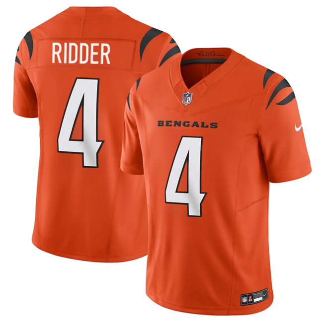 Personalized Men’s Cincinnati Bengals #4 Desmond Ridder Orange 2025 F.U.S.E. Untouchable Limited Stitched Football Jersey