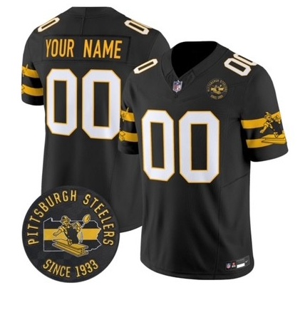 Personalized Custom Pittsburgh Steelers Throwback 1933 Patch Limited Jersey Black Jersey