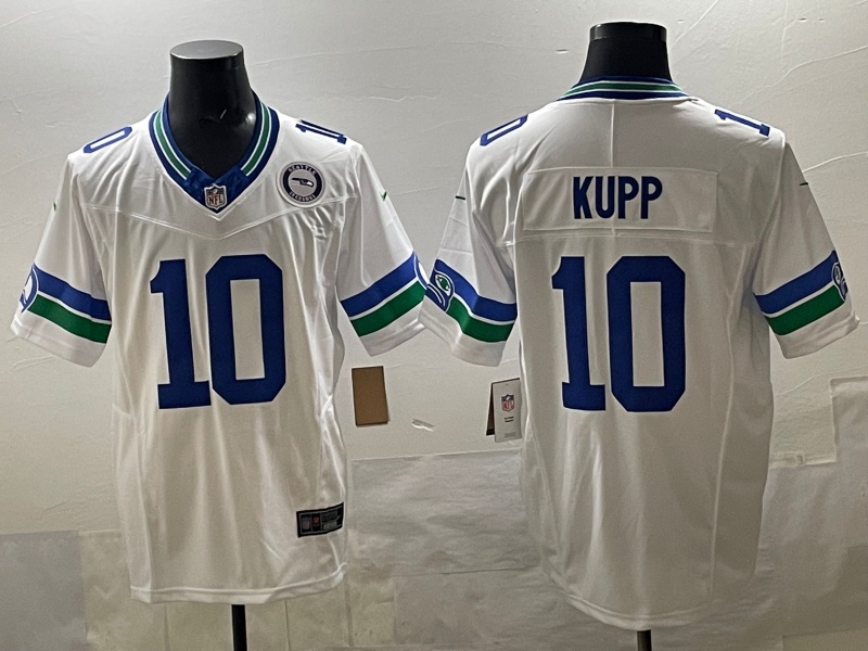 Personalized Men’s Seattle Seahawks #10 Cooper Kupp White F.U.S.E Throwback Limited Stitched Football Jersey