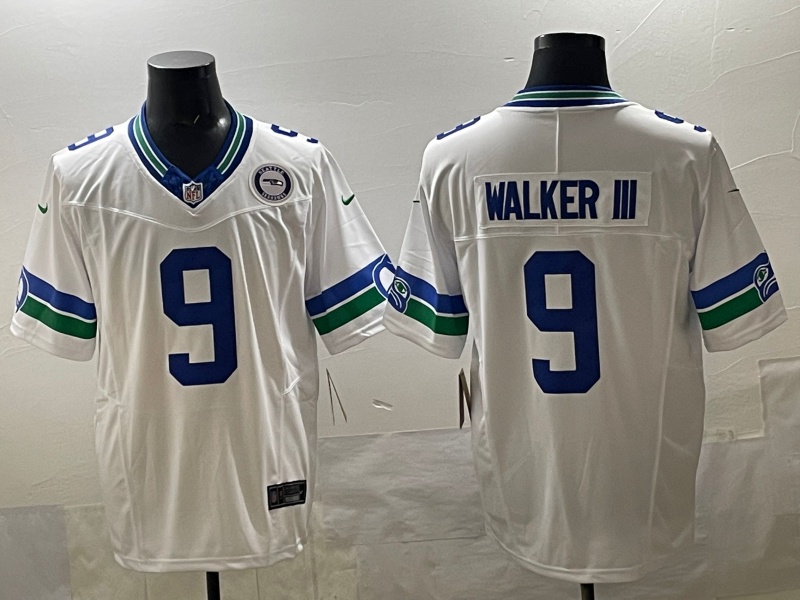 Personalized Men’s Seattle Seahawks #9 Kenneth Walker III White F.U.S.E Throwback Limited Stitched Football Jersey