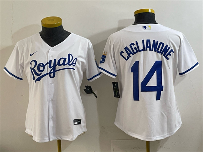 Personalized Women’s Kansas City Royals #14 Jac Caglianone White Cool Base Stitched Jersey(Run Small)
