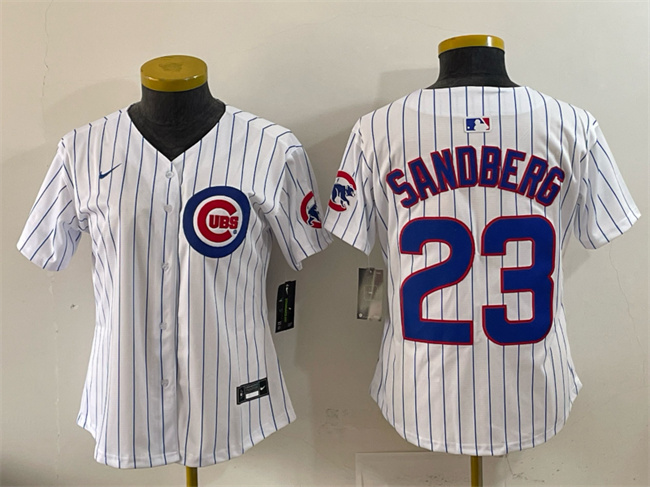 Personalized Women’s Chicago Cubs #23 Ryne Sandberg White Home Limited Stitched Jersey