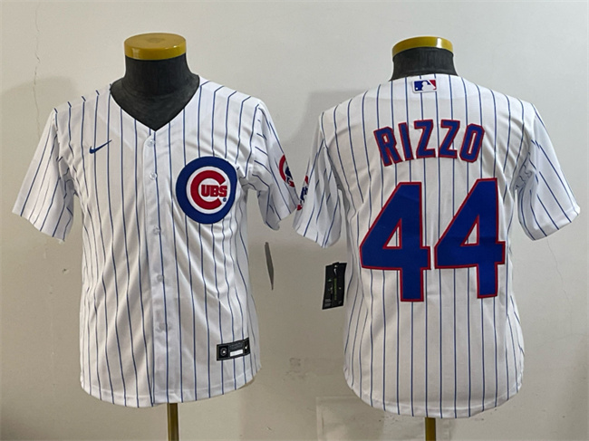 Personalized Women’s Chicago Cubs #44 Anthony Rizzo White Stitched Baseball Jersey(Run Small)