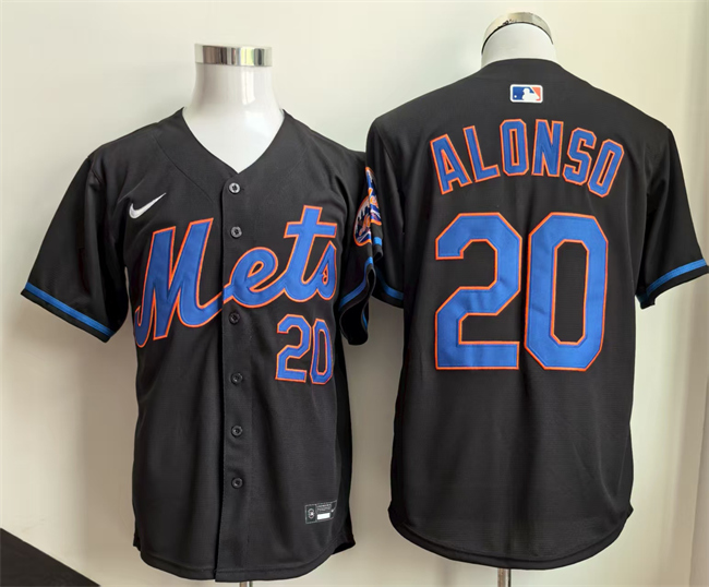 Personalized Men’s New York Mets #20 Pete Alonso Black 2025 Stitched Baseball Jersey