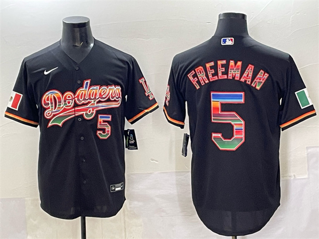 Personalized Men’s Los Angeles Dodgers #5 Freddie Freeman Black Mexico Cool Base Stitched Baseball Jersey