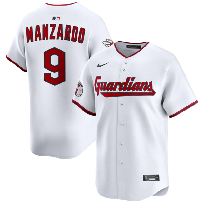 Personalized Men’s Cleveland Guardians #9 Kyle Manzardo White Home Limited Stitched Baseball Jersey