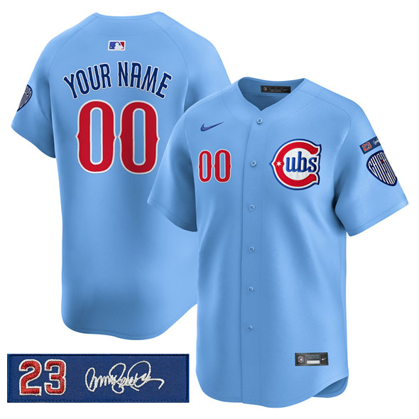 Personalized Men’s Chicago Cubs Active Player Blue ‘Ryne Sandberg Tribute’ Limited V3 Stitched Baseball Jersey