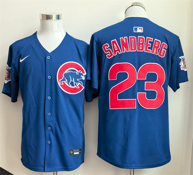 Personalized Men’s Chicago Cubs #23 Ryne Sandberg Royal Limited Stitched Baseball Jersey