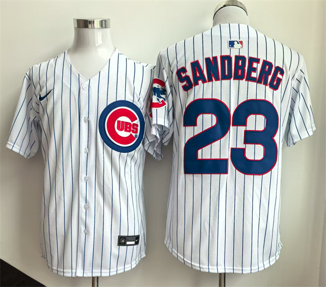 Personalized Men’s Chicago Cubs #23 Ryne Sandberg White Limited Stitched Baseball Jersey