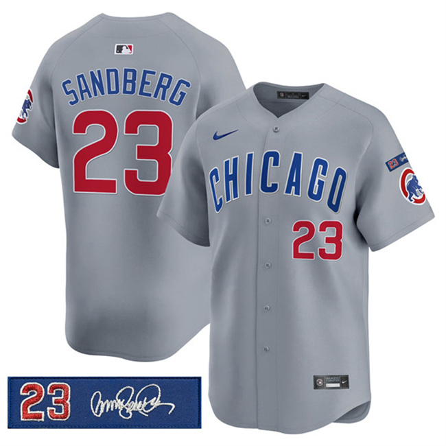 Personalized Men’s Chicago Cubs #23 Ryne Sandberg Gray ‘Ryne Sandberg Tribute’ Limited V3 Stitched Baseball Jersey