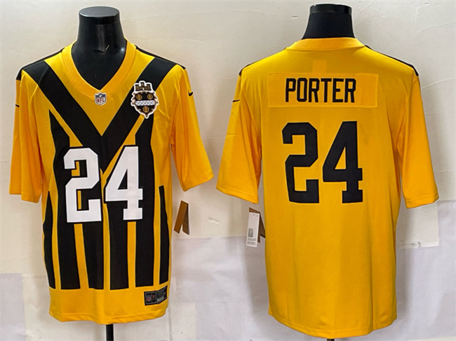 Personalized Men’s Pittsburgh Steelers #24 Joey Porter Jr. Gold 1933 Throwback Alternate Stitched Football Jersey