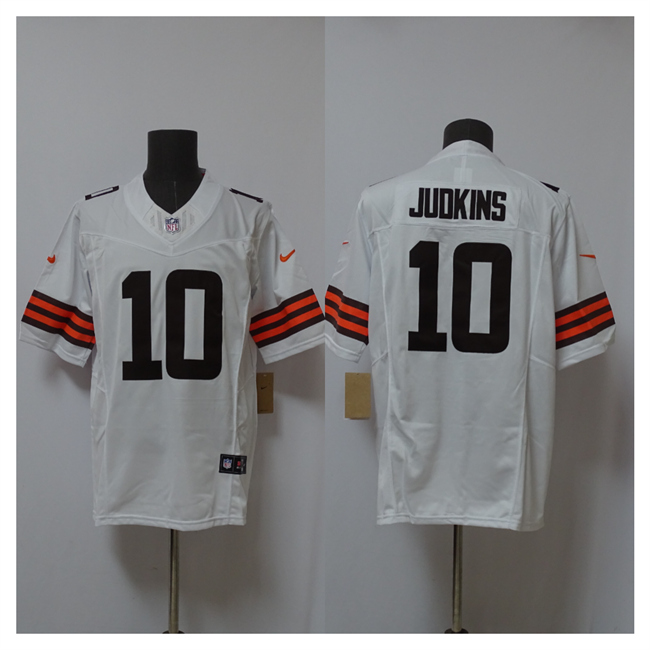 Personalized Men’s Cleveland Browns #10 Quinshon Judkins White 2025 Draft F.U.S.E. Limited Stitched Football Jersey