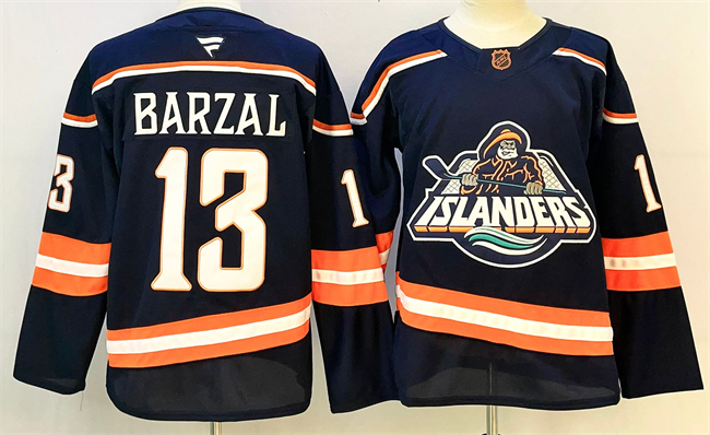 Personalized Men’s New York Islanders #13 Mathew Barzal Navy 2024-25 Stitched Hockey Jersey