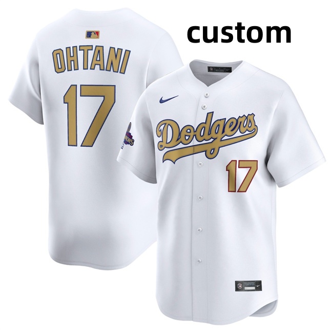 Personalized Custom Men’s Los Angeles Dodgers White 2025 Gold Collection Limited Stitched Baseball Jersey