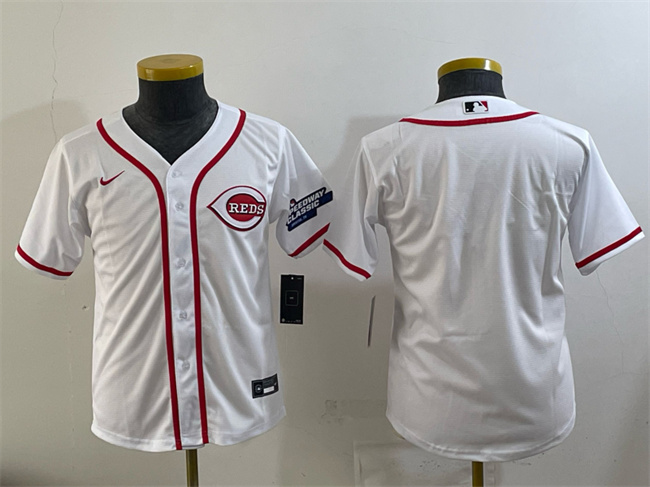 Personalized Youth Cincinnati Reds Blank White 2025 Speedway Classic Stitched Baseball Jersey
