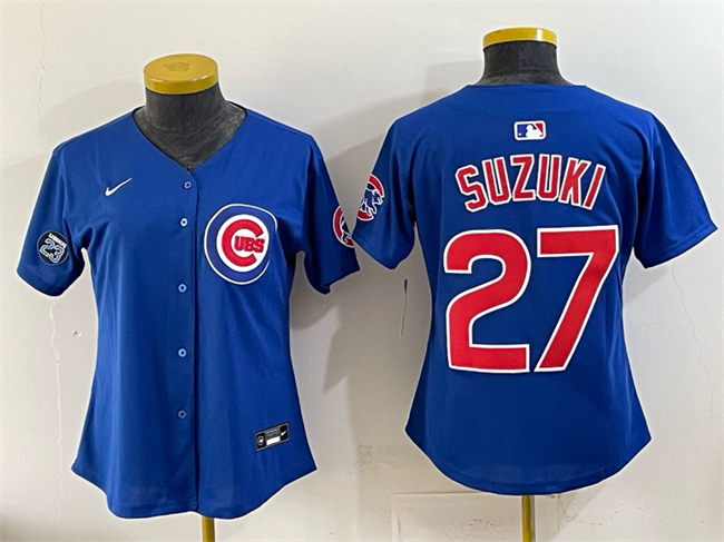 Personalized Women’s Chicago Cubs #27 Seiya Suzuki Royal ‘Ryne Sandberg Tribute’ Limited V2 Stitched Baseball Jersey(Run Small)