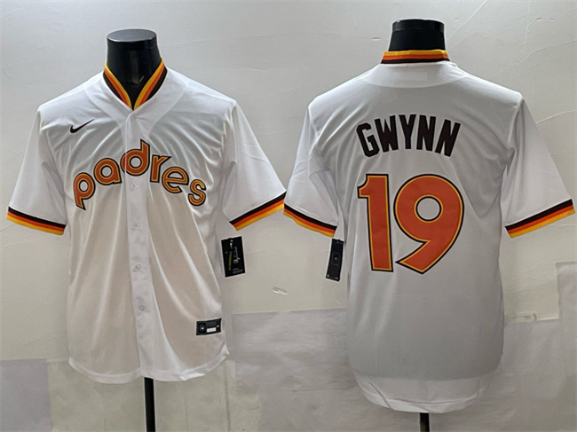 Personalized Men’s San Diego Padres #19 Tony Gwynn White 1984 Turn Back The Clock Stitched Baseball Jersey