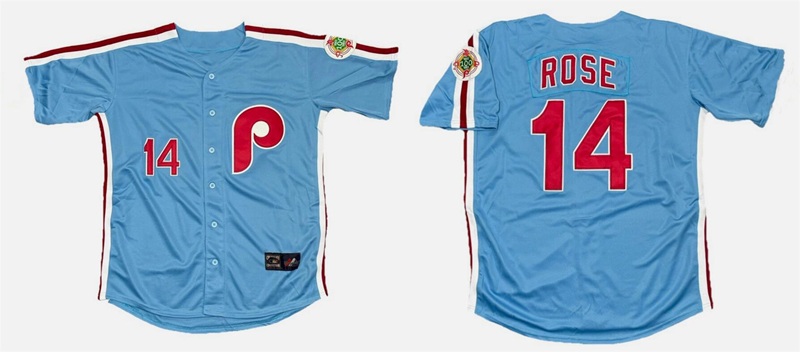 Personalized Men’s Philadelphia Phillies #14 Pete Rose Blue 1984 Cooperstown Away Stitched Baseball Jersey
