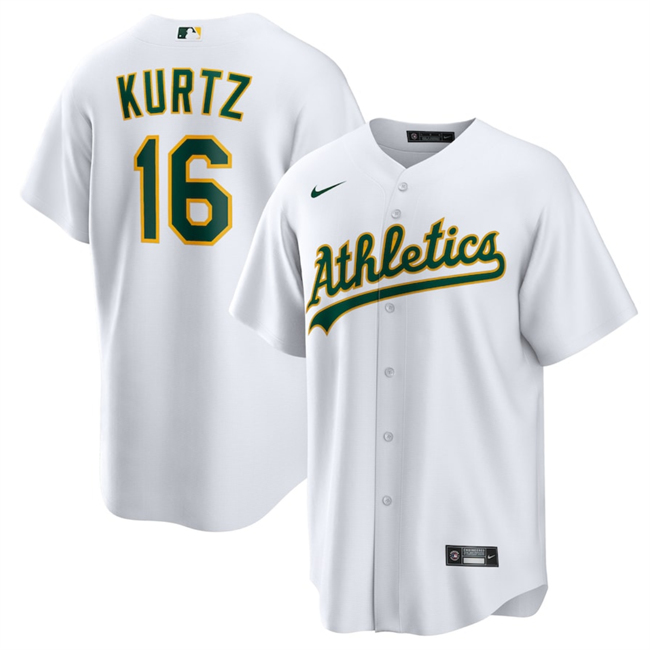 Personalized Men’s Oakland Athletics #16 Nick Kurtz White Cool Base Stitched Jersey