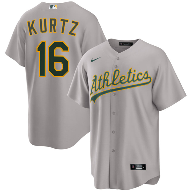 Personalized Men’s Oakland Athletics #16 Nick Kurtz Grey 2024 Away Limited Stitched Jersey
