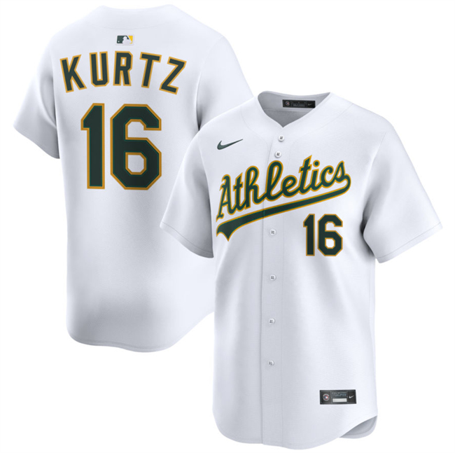 Personalized Men’s Oakland Athletics #16 Nick Kurtz White 2024 Home Limited Stitched Jersey