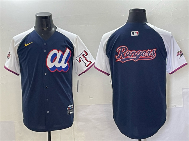 Personalized Men’s American League Texas Rangers Team Big Logo Navy Alternate 2025 All-Star Edition Limited Stitched Baseball Jersey