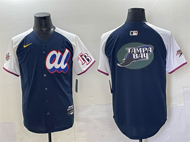 Personalized Men’s American League Tampa Bay Rays Team Big Logo Navy Alternate 2025 All-Star Edition Limited Stitched Baseball Jersey