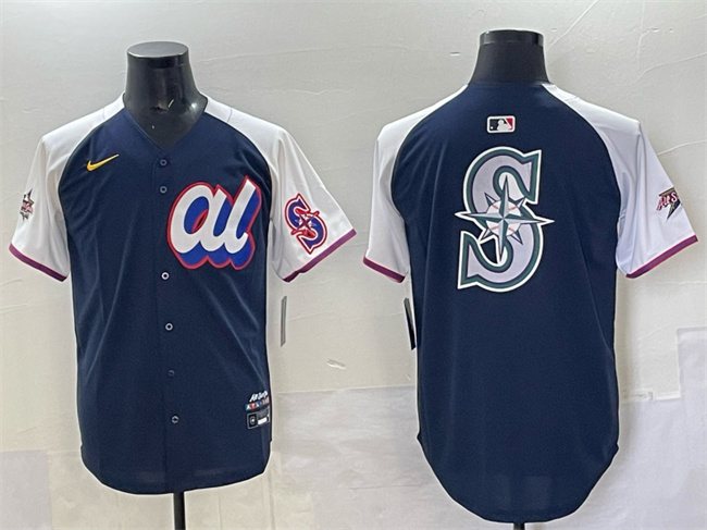 Personalized Men’s American League Seattle Mariners Team Big Logo Navy Alternate 2025 All-Star Edition Limited Stitched Baseball Jersey