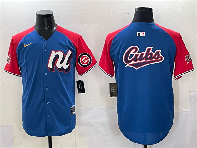 Personalized Men’s National League Chicago Cubs Team Big Logo Blue Red Alternate 2025 All-Star Edition Limited Stitched Baseball Jersey