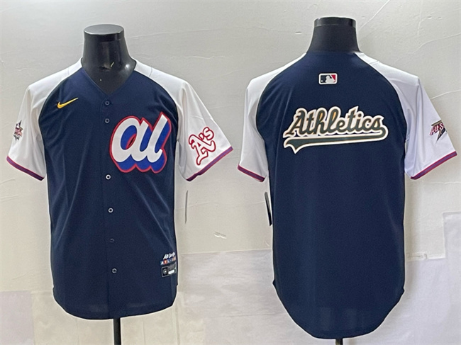 Personalized Men’s American League Oakland Athletics Team Big Logo Navy Alternate 2025 All-Star Edition Limited Stitched Baseball Jersey
