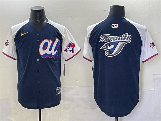 Personalized Men’s American League Toronto Blue Jays Team Big Logo Navy Alternate 2025 All-Star Edition Limited Stitched Baseball Jersey