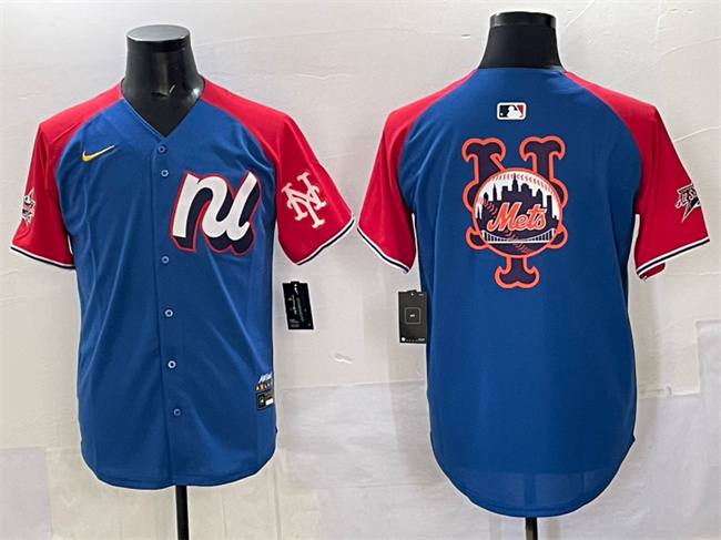 Personalized Men’s National League New York Mets Team Big Logo Blue Red Alternate 2025 All-Star Edition Limited Stitched Baseball Jersey