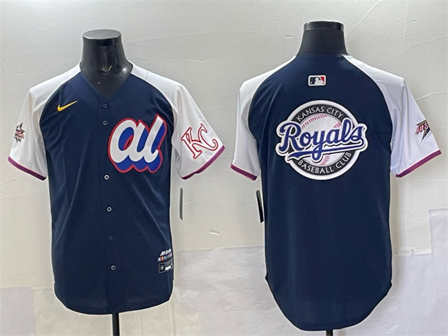 Personalized Men’s American League Kansas City Royals Team Big Logo Navy Alternate 2025 All-Star Edition Limited Stitched Baseball Jersey