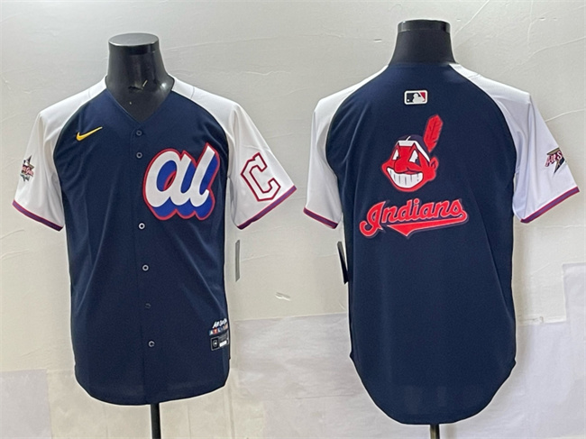 Personalized Men’s American League Cleveland Guardians Team Big Logo Navy Alternate 2025 All-Star Edition Limited Stitched Baseball Jersey