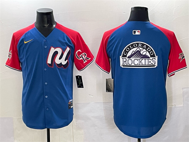 Personalized Men’s National League Colorado Rockies Team Big Logo Blue Red Alternate 2025 All-Star Edition Limited Stitched Baseball Jersey