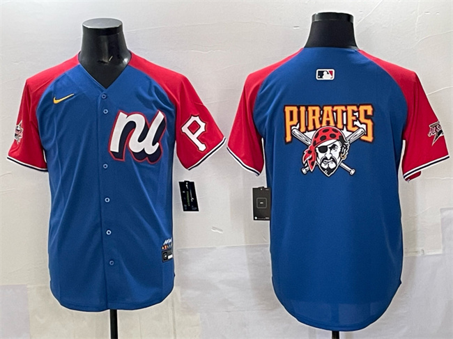 Personalized Men’s National League Pittsburgh Pirates Team Big Logo Blue Red Alternate 2025 All-Star Edition Limited Stitched Baseball Jersey