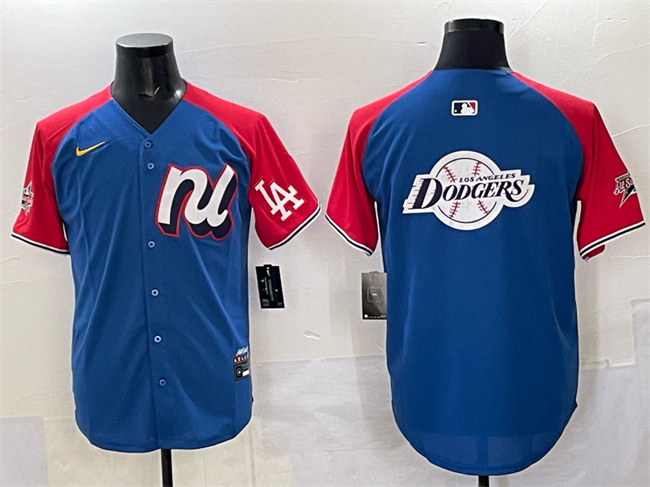 Personalized Men’s National League Los Angeles Dodgers Team Big Logo Blue Red Alternate 2025 All-Star Edition Limited Stitched Baseball Jersey