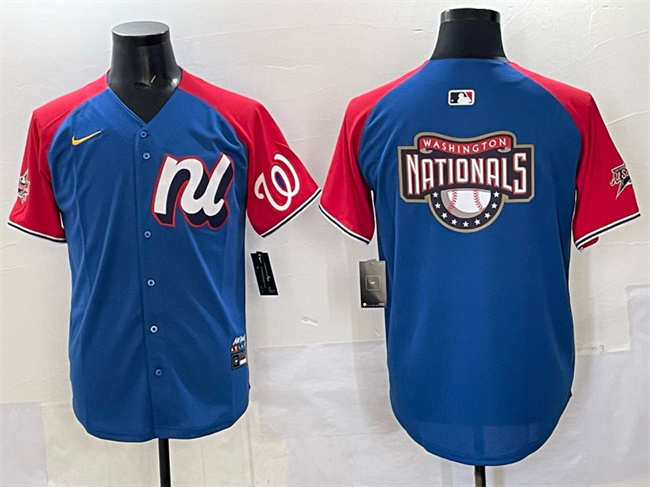 Personalized Men’s National League Washington Nationals Team Big Logo Blue Red Alternate 2025 All-Star Edition Limited Stitched Baseball Jersey