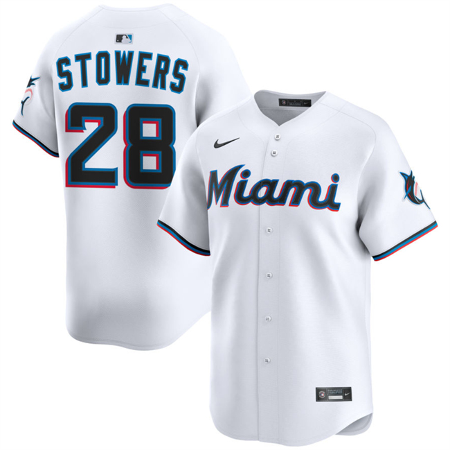 Personalized Men’s Miami Marlins #28 Kyle Stowers White 2024 Home Limited Stitched Baseball Jersey