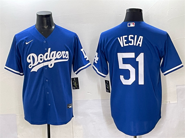 Personalized Men’s Los Angeles Dodgers #51 Alex Vesia Blue Cool Base Stitched Baseball Jersey