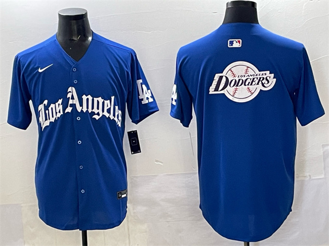 Personalized Men’s Los Angeles Dodgers Team Big Logo Blue 2025 LA Gothic Style With Fernando Patch Premier Limited Stitched Baseball Jersey