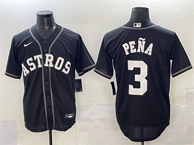 Personalized Men’s Houston Astros #3 Jeremy Pena Black Lights Out Limited Stitched Baseball Jersey