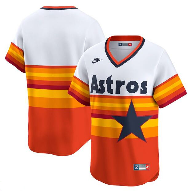 Personalized Men’s Houston Astros White Throwback Cooperstown Collection Limited Stitched Baseball Jersey