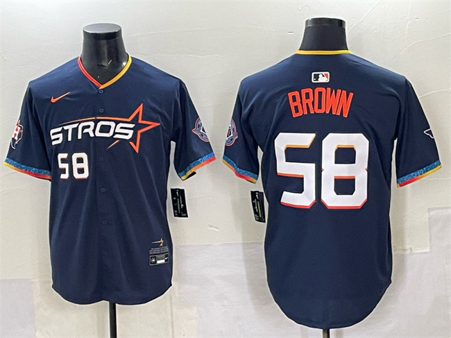 Personalized Men’s Houston Astros #58 Hunter Brown Navy 2025 City Connect Limited Stitched Baseball Jersey