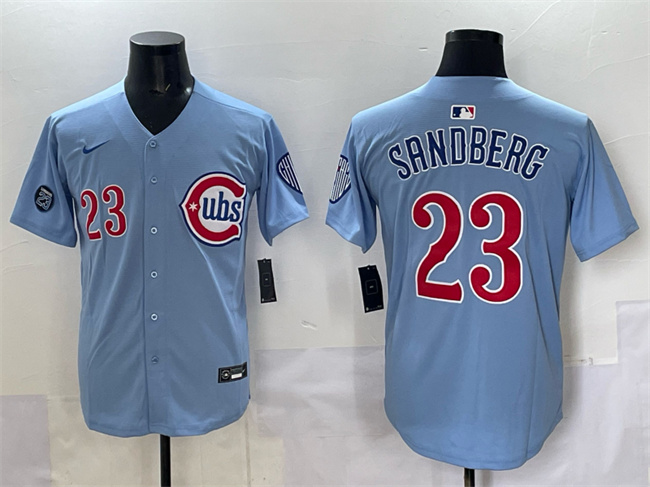 Personalized Men’s Chicago Cubs #23 Ryne Sandberg Blue ‘Ryne Sandberg Tribute’ Limited V2 Stitched Baseball Jersey